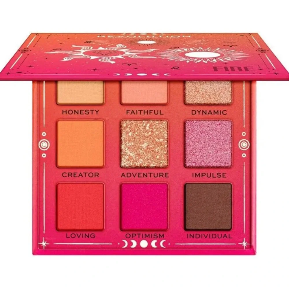 Revolution Fantasy 'Fire' Eyeshadow 9!Color Palette & Matching Lip Gloss & Liner